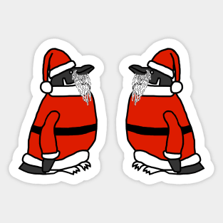 Two Cute Christmas Penguins Dressed as Santa Sticker